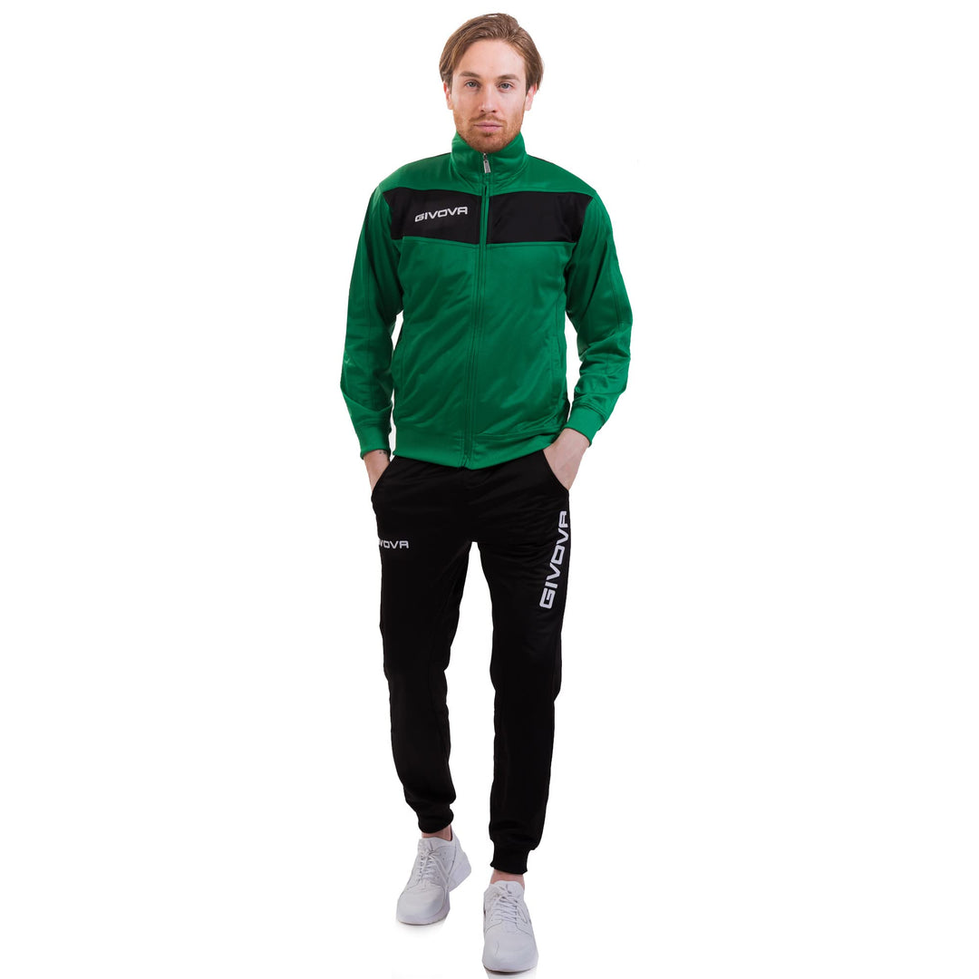 Givova Herren Visa Trainingsanzug, Mehrfarbig (grün/schwarz), 2XS