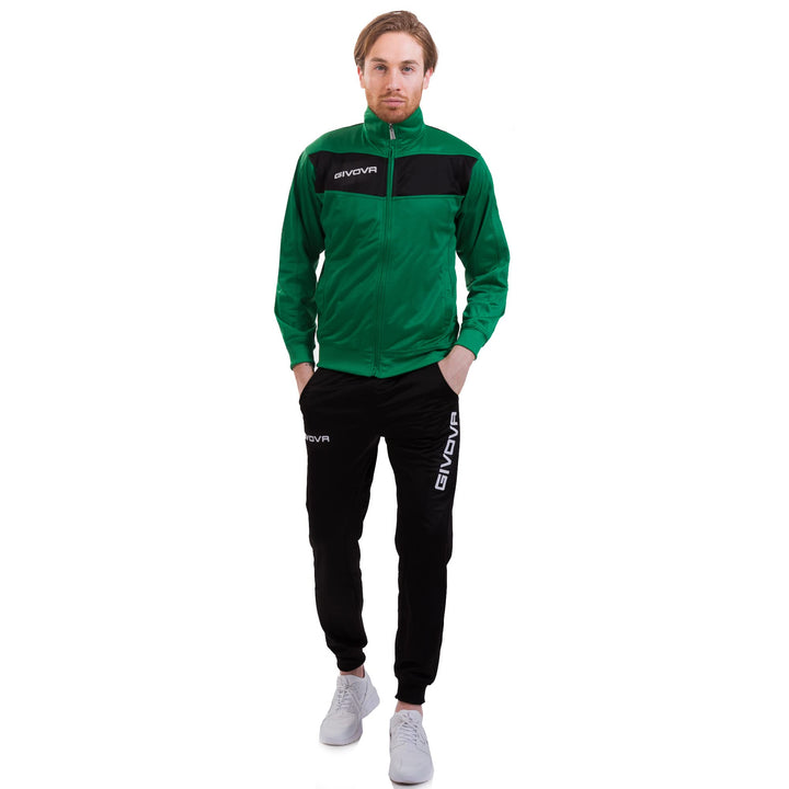 Givova Herren Visa Trainingsanzug, Mehrfarbig (grün/schwarz), 2XS