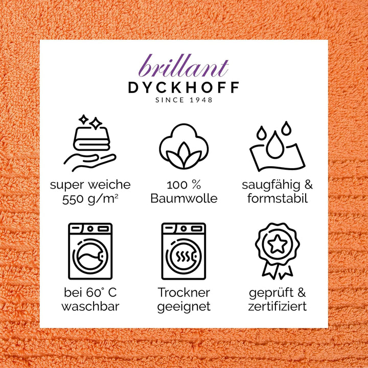 Dyckhoff 0410996715 Handtuchset "Brillant", 2 Badetücher / Duschtücher 70 x 140 cm und 4 Handtücher