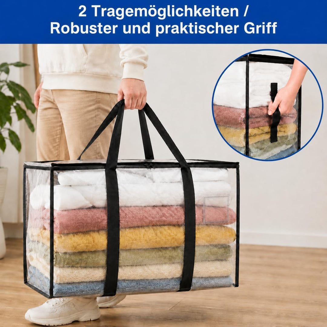 Aufbewahrungstasche gross 94L 4 Stück Grosse umzugskartons Faltbare Kleideraufbewahrung mit Reissver