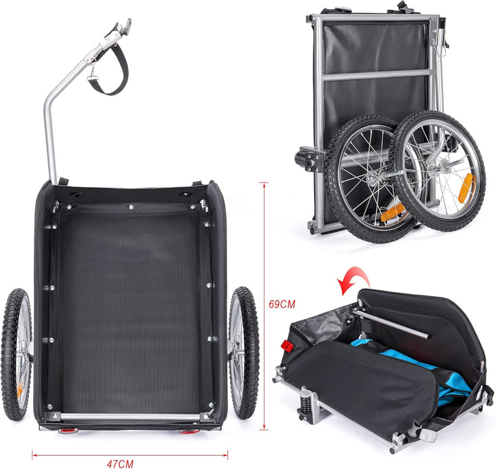 CXWXC Fahrradanhänger mit Stossdämpfer Grosser Laderaum bis 120L Tragkraft max. 88 Pfund/40KG, Klapp