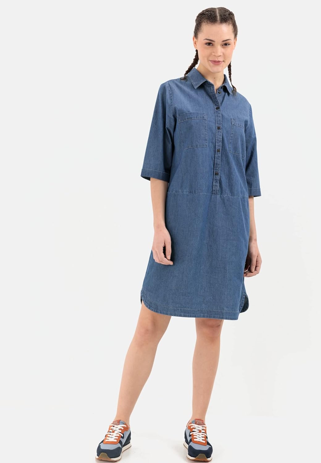 camel active Damen Denim-Kleid aus Organic Cotton XS Blau, XS Blau