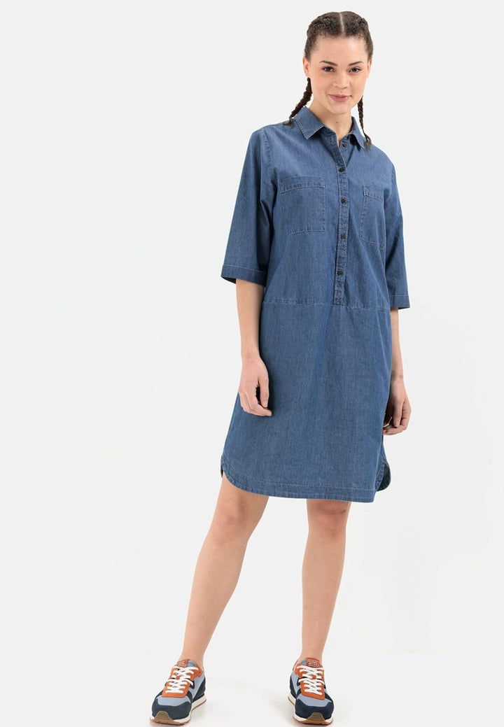 camel active Damen Denim-Kleid aus Organic Cotton XS Blau, XS Blau
