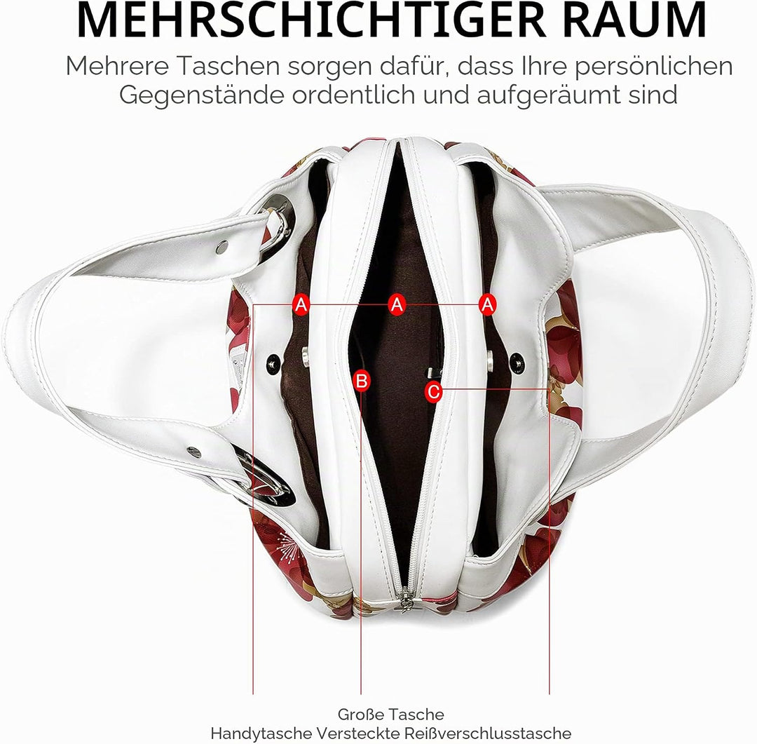 DIRRONA Damen Handtasche Schultertasche Kompakt Tragetasche Lässige Handgelenktasche Wasserdicht PU