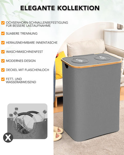 SOUTHGATE Pfandflaschen Sammelbehälter 2 Fächer, 170L Pfandbehälter, Leergut & Altglas Aufbewahrung