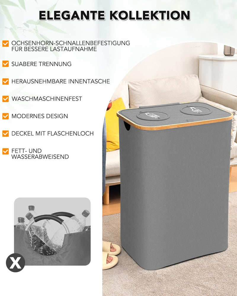 SOUTHGATE Pfandflaschen Sammelbehälter 2 Fächer, 170L Pfandbehälter, Leergut & Altglas Aufbewahrung