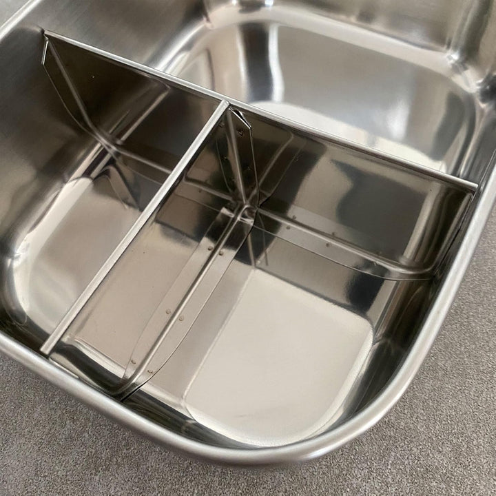 kikadu Brotdose Kinder aus Edelstahl mit Silikondeckel, 3 Fächer, BPA-frei, luftdicht, spülmaschinen