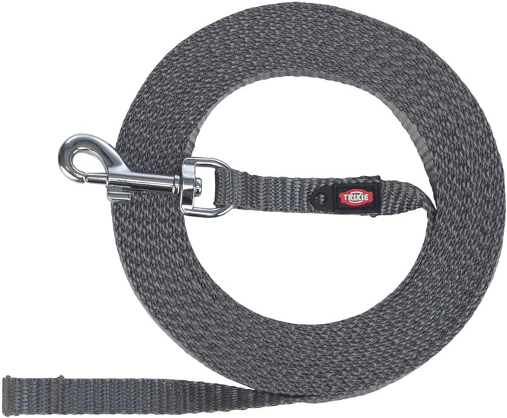 TRIXIE Schleppleine XS–S, 15 m 10 mm in grafit - Lange Hundeleine für Training und Outdoor - für seh