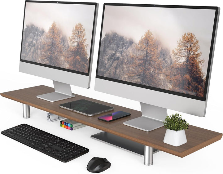 Fenge Grosser Monitorständer 100cm Dual Monitor Stands Riser mit Höhenverstellbarem Bein,Multifunkti