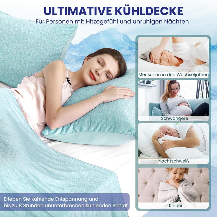 Elegear Kühldecke 150 x 200cm, Japanische Arc-Chill 3.0 Q-Max>0,5 Kühlfasern 2in1 Selbstkühlende Som