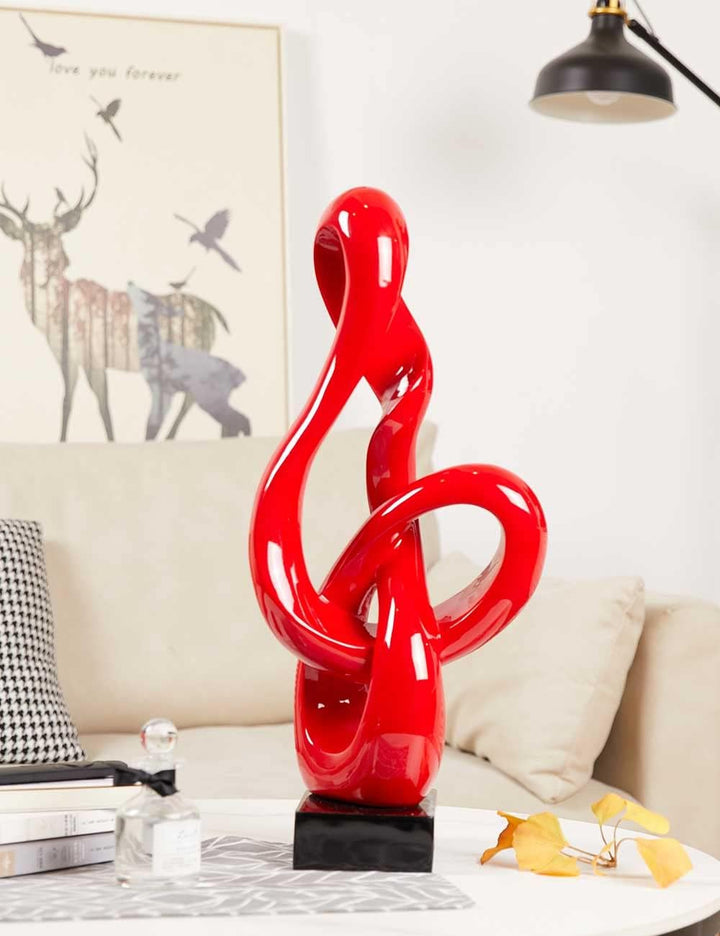 NENBOLEC Modern Skulptur Dekor Musik Note Statue Wohnzimmer Kunst Arts Polyresin Rot Geschenk 57cm,