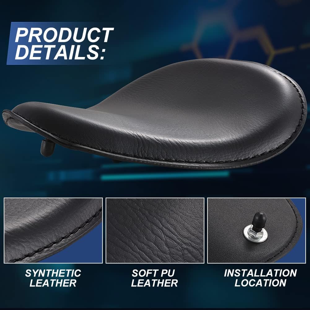 KaTur Chrom Leder Solo Seat 3 "Federbock Kit Für Harley Harley Honda Kawasaki Suzuki Sportster Bobbe