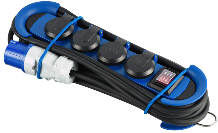 Electraline 62576 Professionelle Steckdosenleiste für den Aussenbereich, CEE-Stecker, 4 Schukosteckd