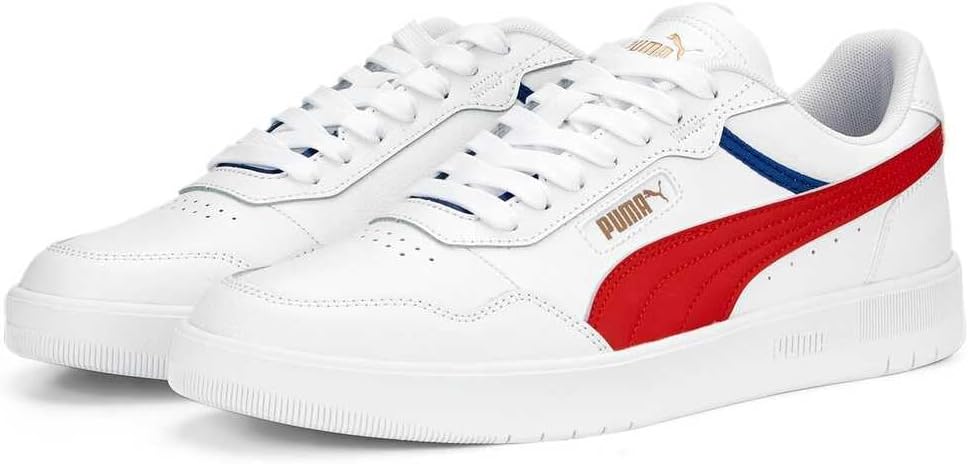 PUMA Herren Court Ultra Sneaker 40 EU Puma White For All Time Red Puma Gold, 40 EU Puma White For Al