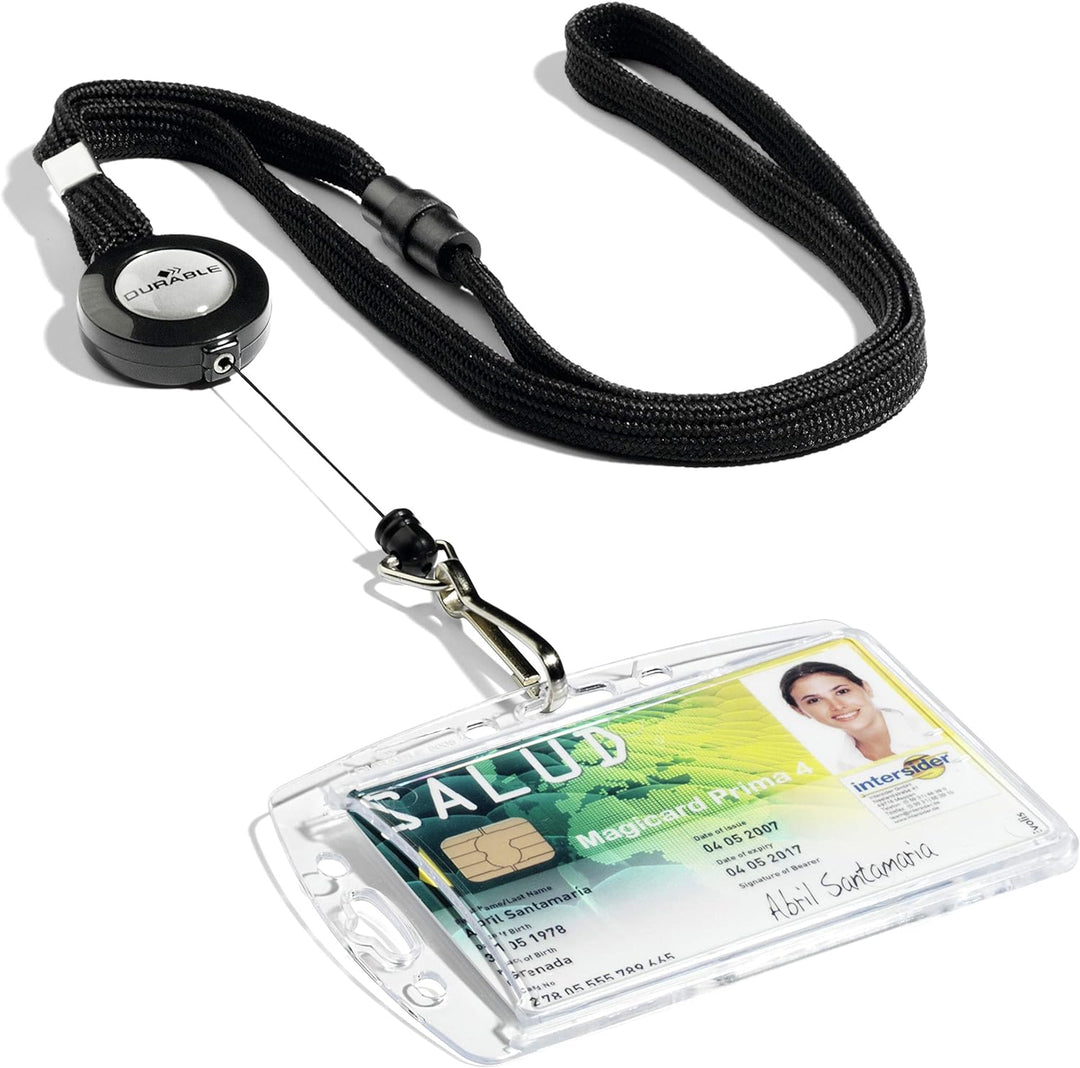 Durable Halsband mit Sicherheitsverschluss und ausziehbarem Federhaken, 10 Stück, schwarz, 822301