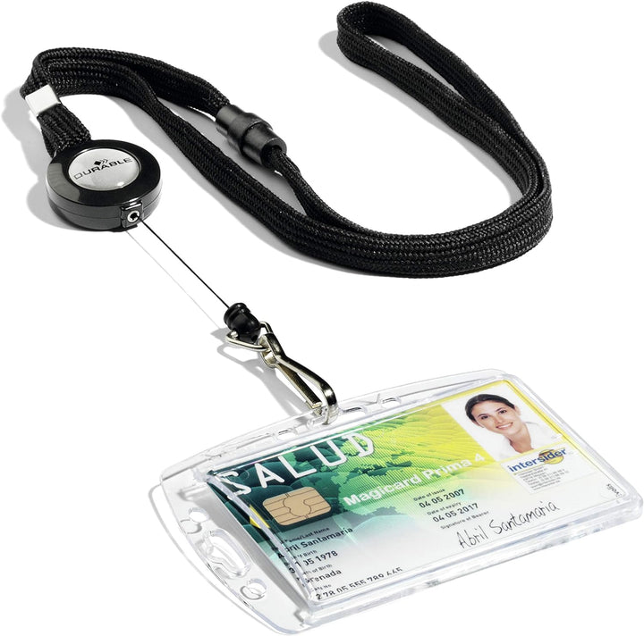 Durable Halsband mit Sicherheitsverschluss und ausziehbarem Federhaken, 10 Stück, schwarz, 822301