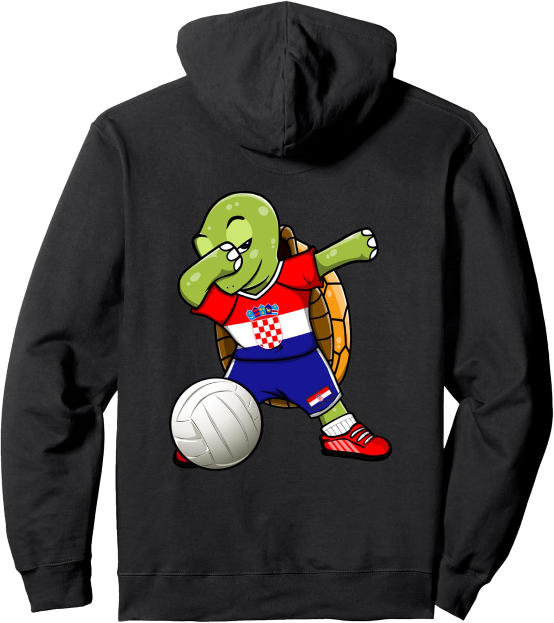 Dabbing Turtle Croatia Volleyball Fans Trikot Kroatien Flagge Pullover Hoodie