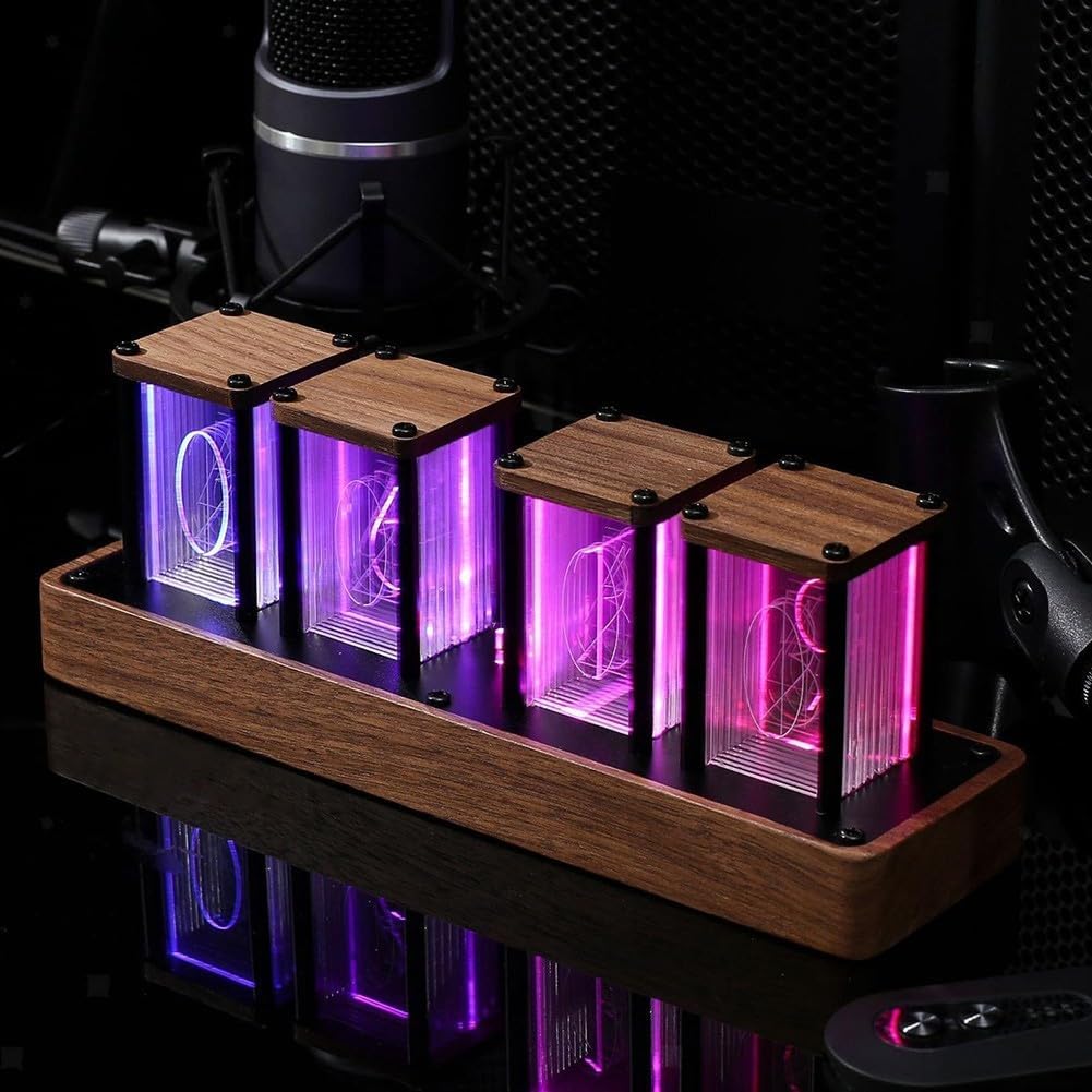 Digitale Nixie-Röhrenuhr, 8 Anzeigemodi, RGB-Vollfarb-LED-Schreibtischuhr, USB-betrieben, Farbwechse