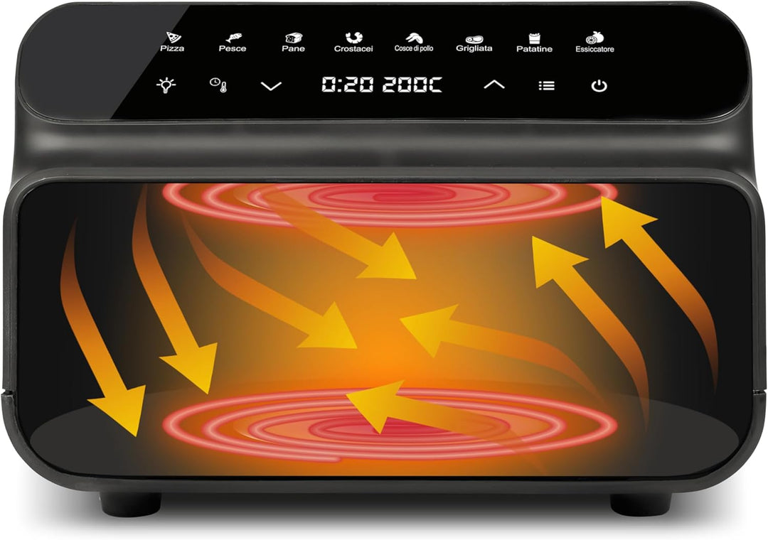 G3 Ferrari G10181 Heissluftfritteuse & BBQ-Grill “Friggisano BBQ”, 2000 W, 10 L XXL, 8 Programme, Mu