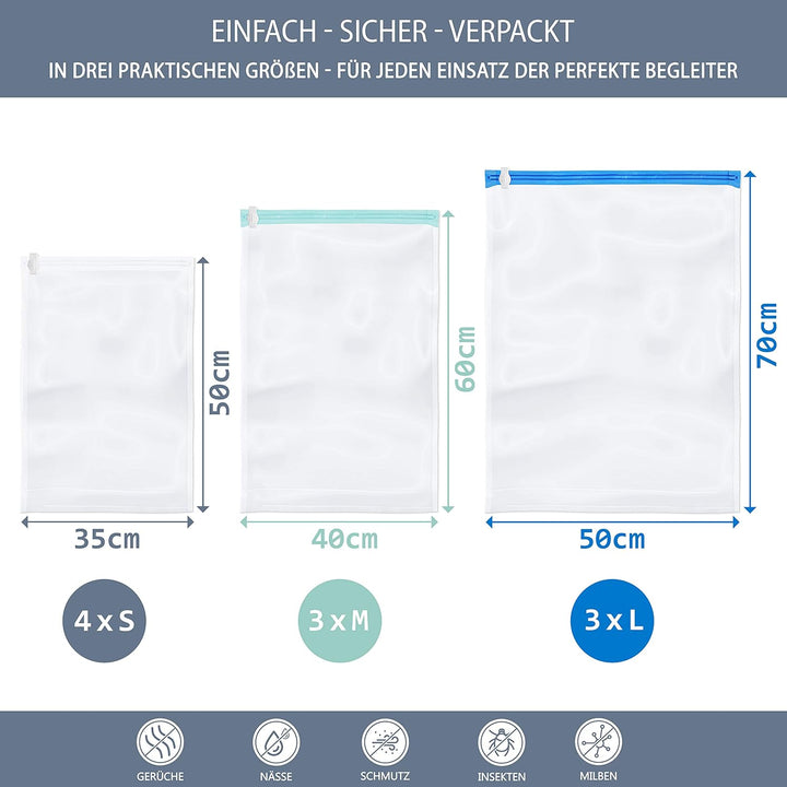 NORDIC® Vakuumbeutel zum Rollen - 10 STK. in 3 Grössen - Praktische Kompressionsbeutel - Wiederverwe
