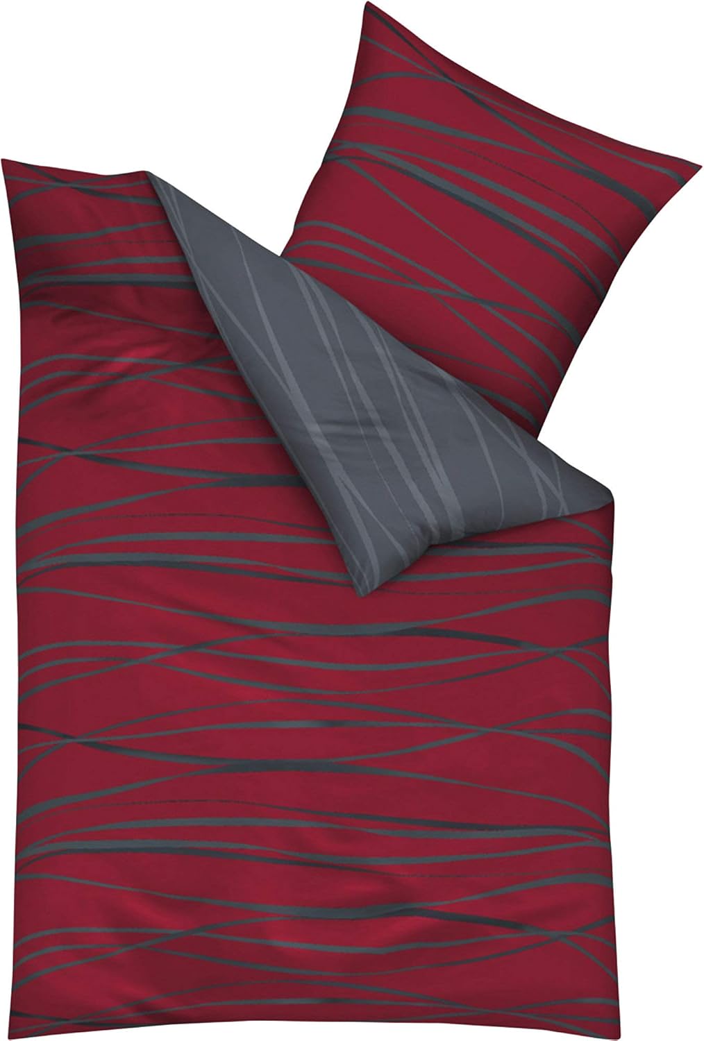 Kaeppel Wendebettwäsche Mako-Satin rubinrot Grösse 155x220 cm (80x80 cm) 155 x 220 cm Rubinrot, 155