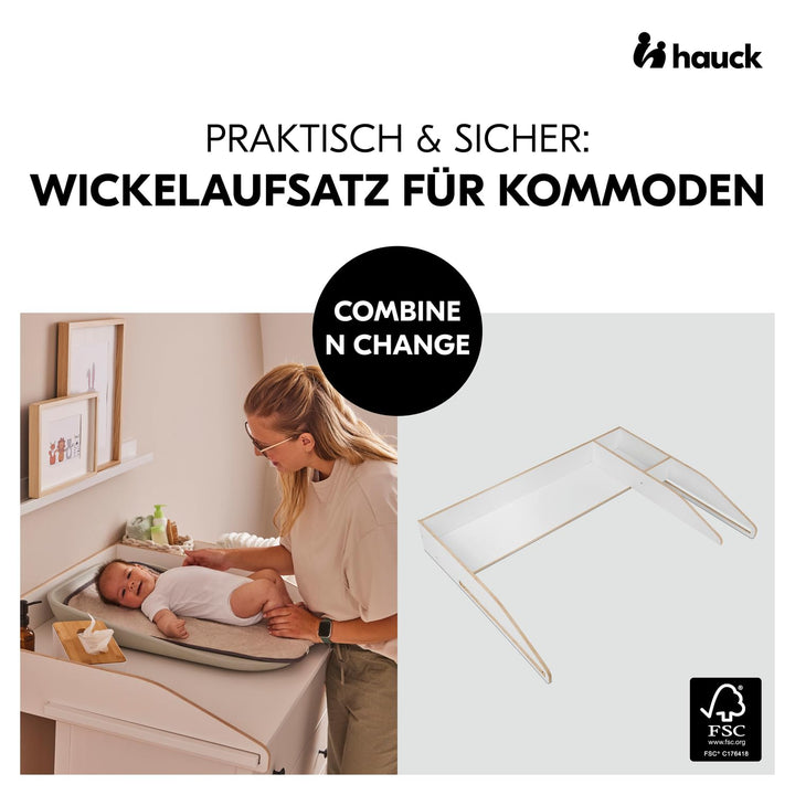 hauck Combine N Change, Weiss - Wickelaufsatz für Kommoden 108 x 50 cm z.B. IKEA Hemnes Kommode, Wic