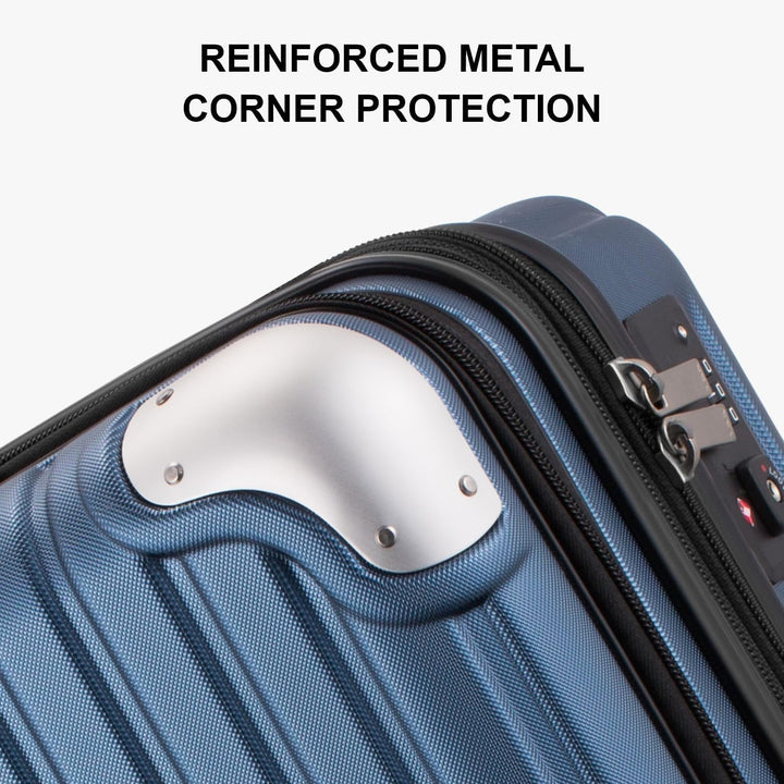 LEVEL8 Koffer Trolleys Handgepäck Hartschalenkoffer Rollkoffer Reisekoffer, TSA Blau mit Organizer-s