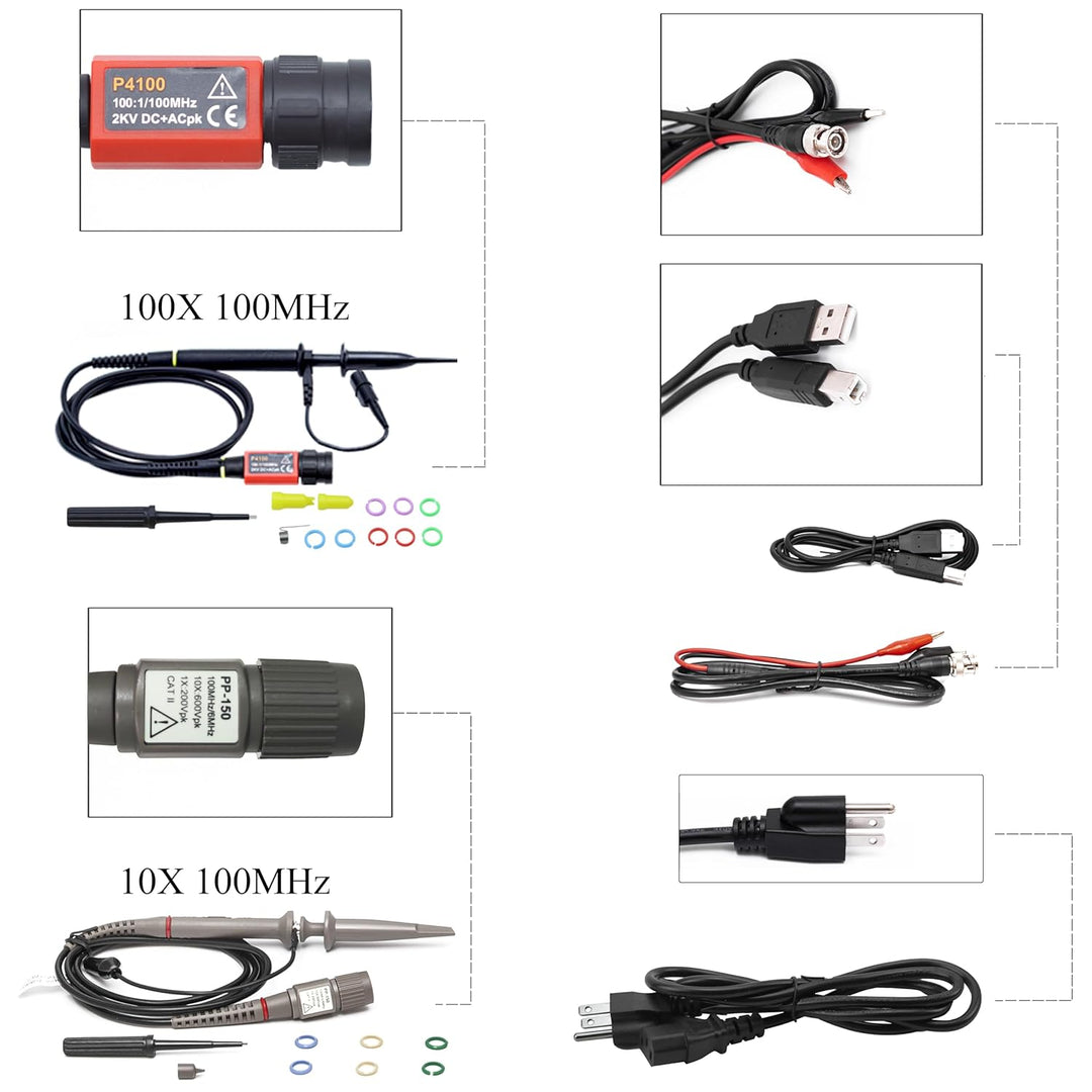 Hantek DSO2C10 Digital-Speicher-Oszilloskop, 100 MHz, Bandbreite 2-Kanal, 1 GSa/s, 8 m Speichertiefe