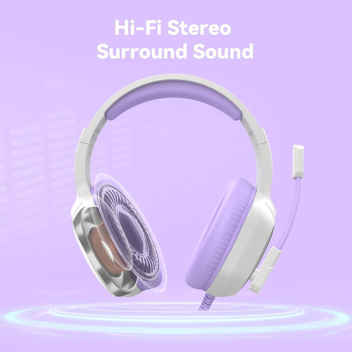 IMYB Gaming Headset mit Katzenohren abnehmbaren, RGB-Licht, Stereo Surround Noise Cancelling, Mikrof