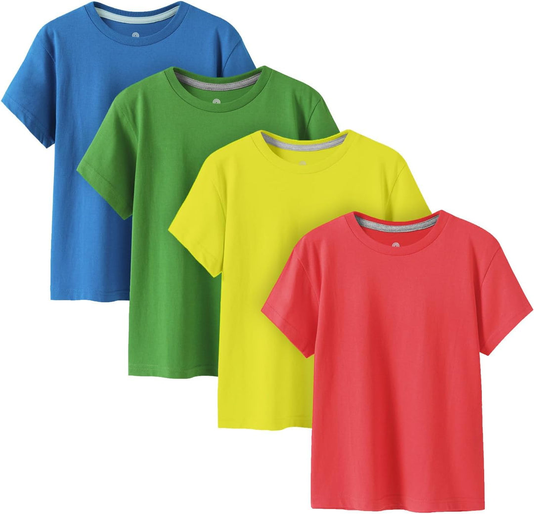 LAPASA Kinder T Shirt 100% Baumwolle 4er Pack Unisex 3-13 Jahre/ 95-165 Jungen Jungs Sport Tshirt K0