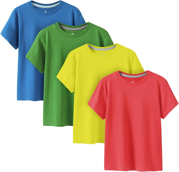 LAPASA Kinder T Shirt 100% Baumwolle 4er Pack Unisex 3-13 Jahre/ 95-165 Jungen Jungs Sport Tshirt K0