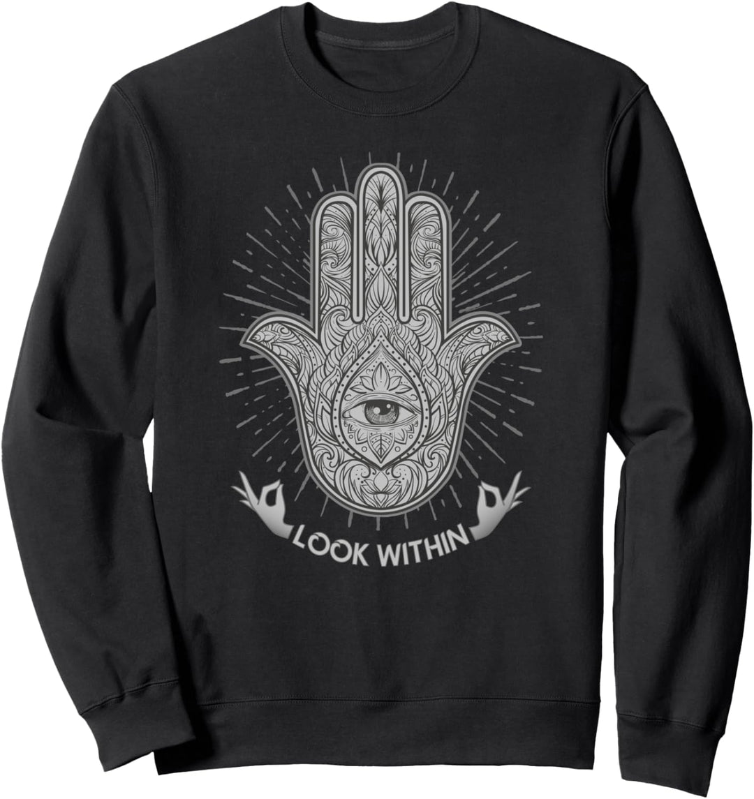 Henna Hamsa Hand Protection Evil Eye & Mudra Yoga Zitat Sweatshirt