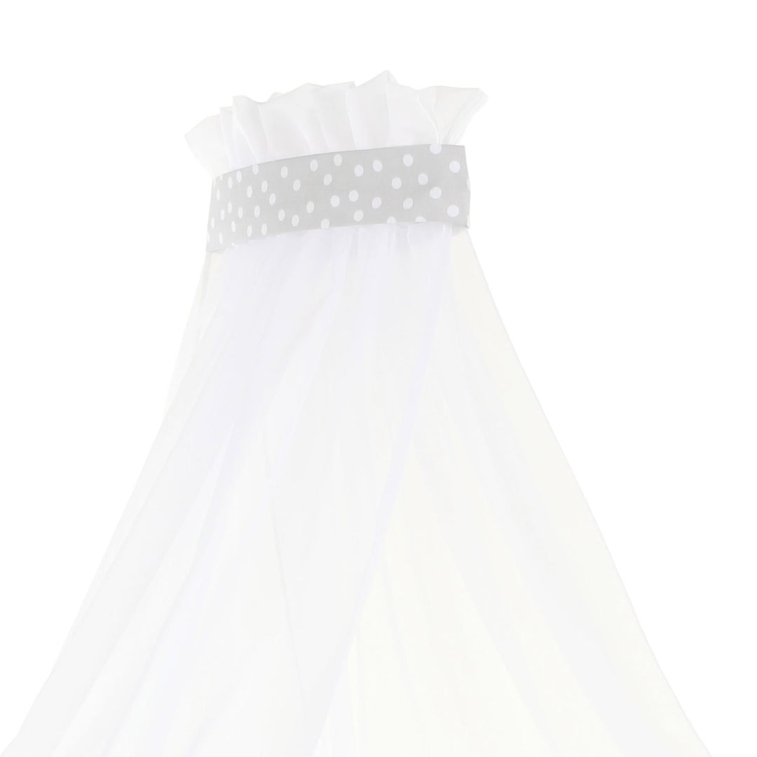 babybay Himmel Piqué mit Band passend für alle Modelle bis 96 cm Länge, perlgrau Punkte weiss, Perlg