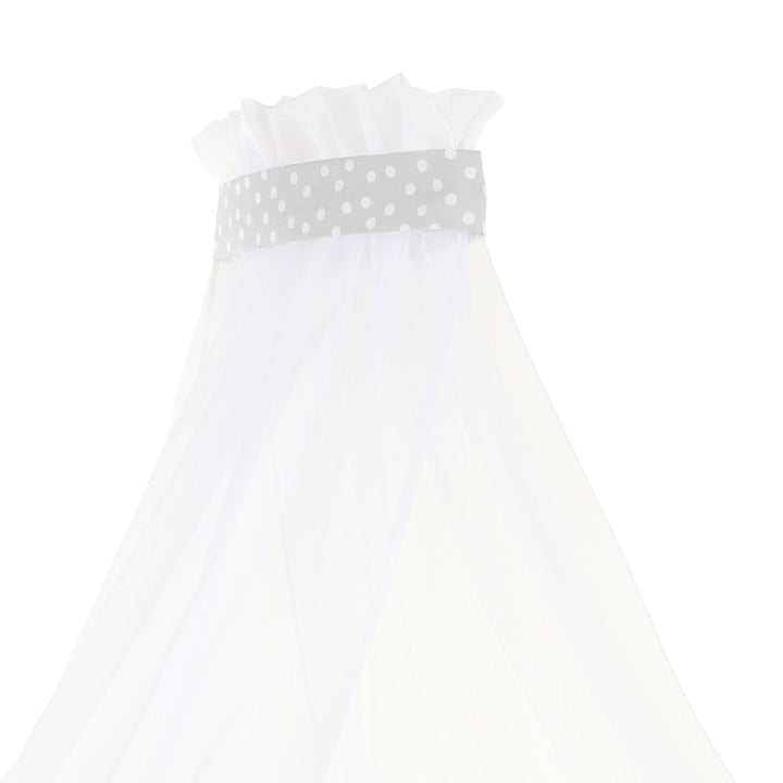 babybay Himmel Piqué mit Band passend für alle Modelle bis 96 cm Länge, perlgrau Punkte weiss, Perlg