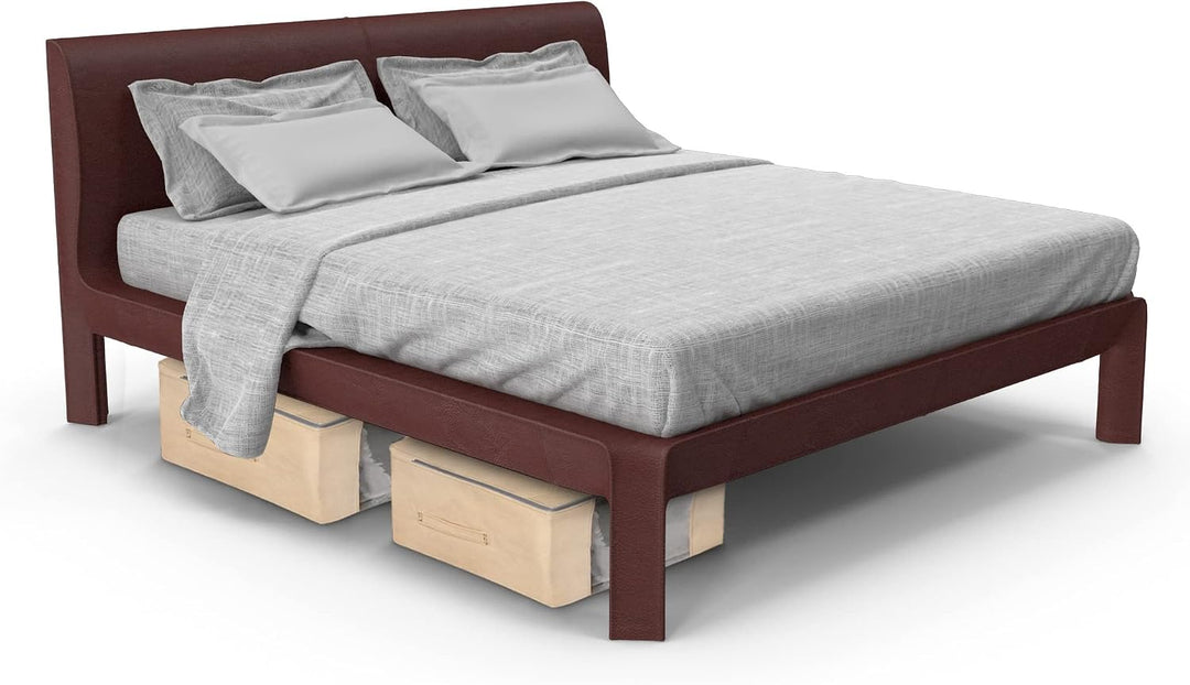 COVER IT Unterbett Aufbewahrungsbox - Kleiderschrank Organizer für Bettdecken Beige 60x45x30cm - 2 S