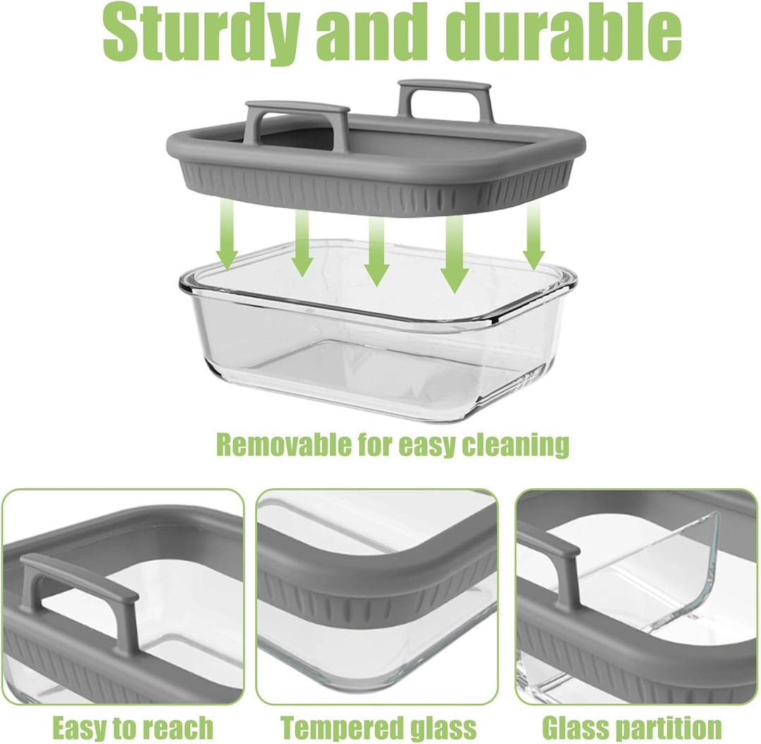 Glas Auflaufform Airfryer Set für Airfryer Glas,Auflaufform Airfryer mit Einzel- und Doppelkammer Gl