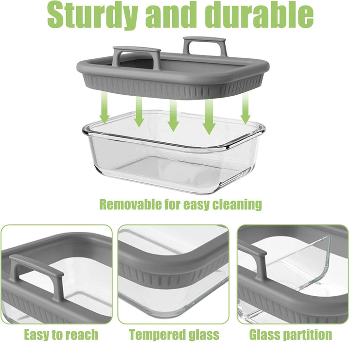 Glas Auflaufform Airfryer Set für Airfryer Glas,Auflaufform Airfryer mit Einzel- und Doppelkammer Gl
