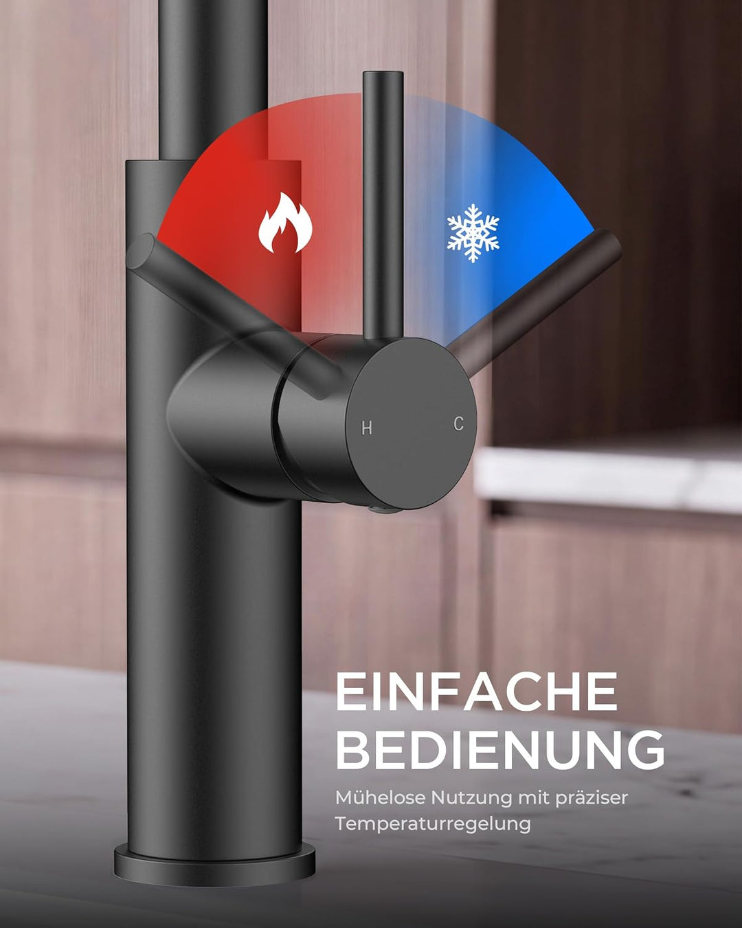 FORIOUS Wasserhahn Küche, Hoher Bogen Ausziehbar Küchenarmatur, 360° Schwenkbar Mischbatterie Spülti
