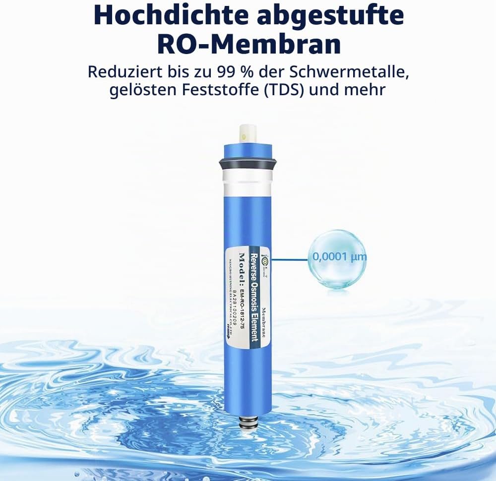 HUINING Umkehrosmosemembrangehäusesatz für Haushaltswasserfiltersystem (75GPD 2PCS) 2 x 75 GPD, 2 x