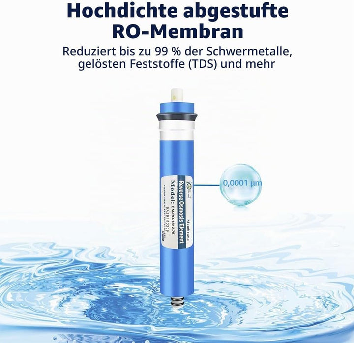 HUINING Umkehrosmosemembrangehäusesatz für Haushaltswasserfiltersystem (75GPD 2PCS) 2 x 75 GPD, 2 x
