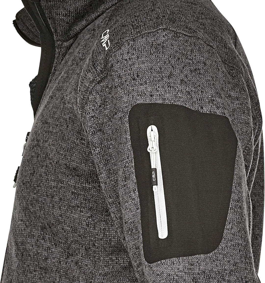 CMP Herren Knit tech mélange Fleece Jacket Fleecejacke 52 Schwarzer Gletscher, 52 Schwarzer Gletsche