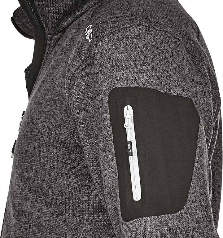 CMP Herren Knit tech mélange Fleece Jacket Fleecejacke 52 Schwarzer Gletscher, 52 Schwarzer Gletsche