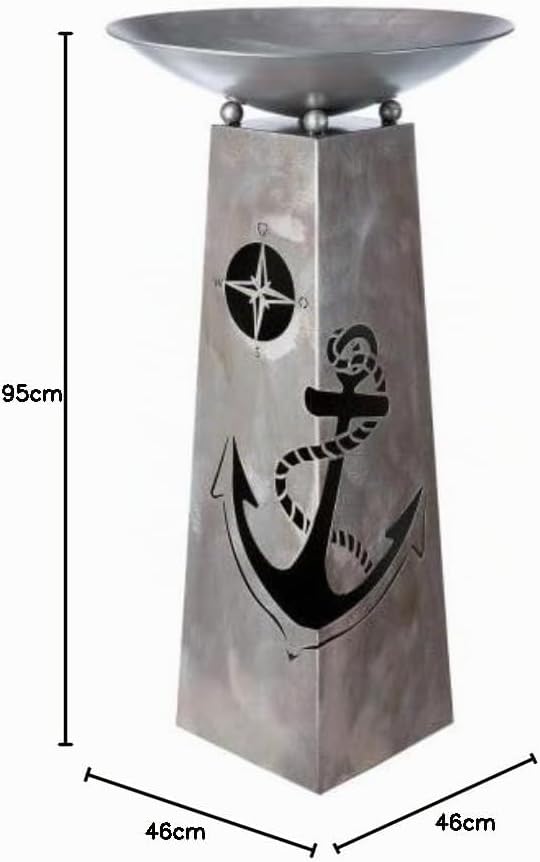GILDE Metall Schalenständer Blumenständer maritim Anker in antik-Silber, Höhe ca. 95cm x D. 46cm, fü