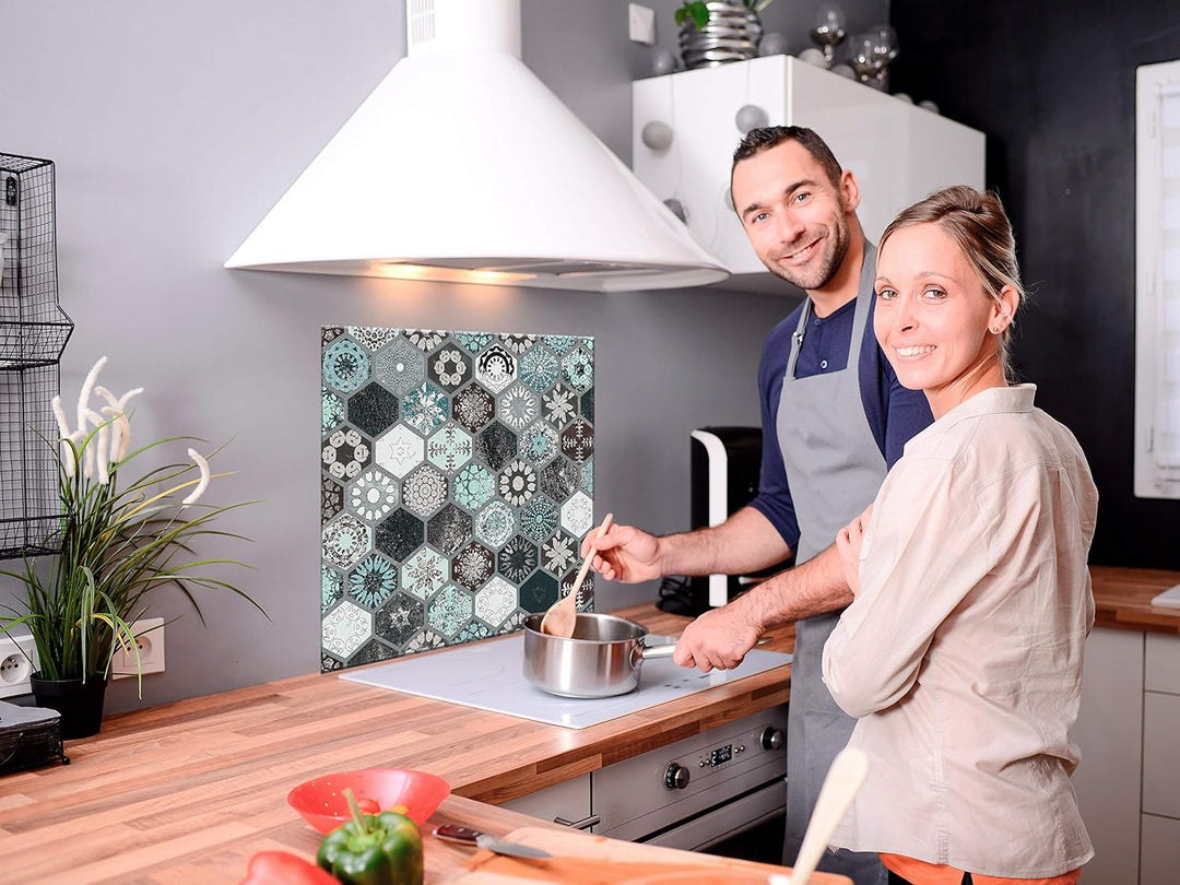 murando Spritzschutz Glas für Küche 60x60 cm Küchenrückwand Küchenspritzschutz Fliesenschutz Glasbil