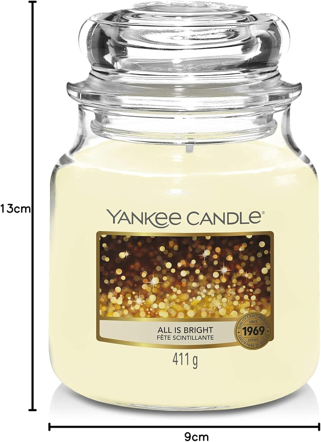 Yankee Candle Duftkerze| All is Bright | Brenndauer bis zu 75 Stunden|Mittelgrosse im Glas All Is Br