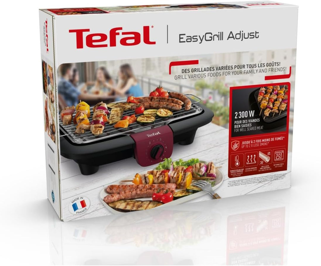 Tefal BG90E5 Easygrill Adjust Elektro- Tischgrill | 2300 Watt | 720 cm² Grillfläche | Einfache Reini