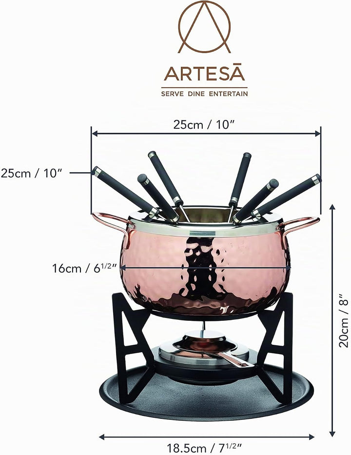 Artesà Fondue-Set, Optik wie Handgehämmertes Kupfer, Edelstahl, für 6