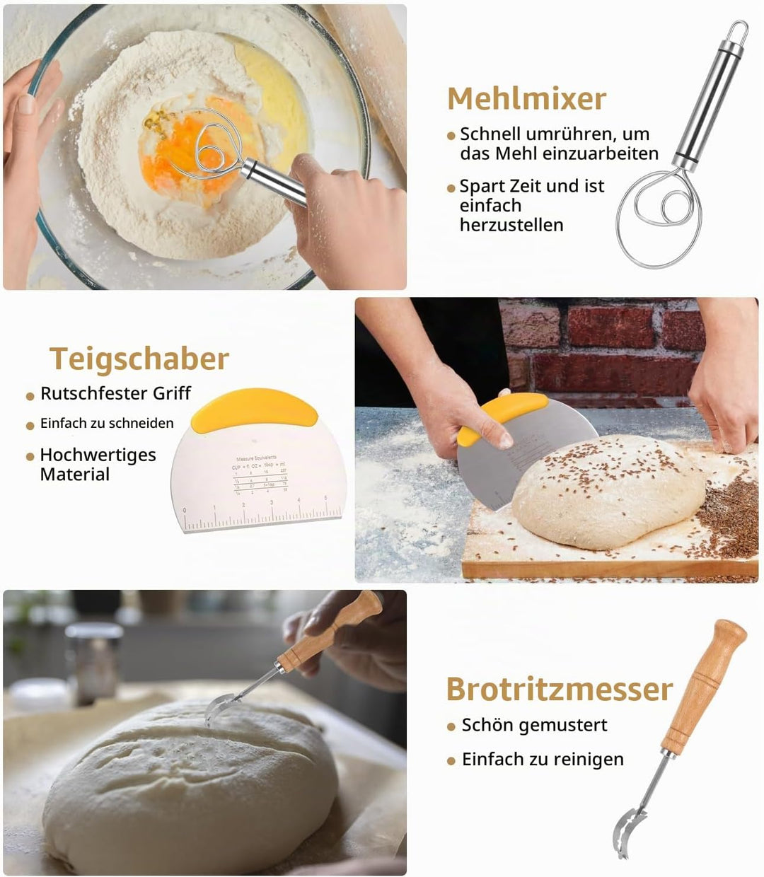 LEAZZLE Gärkorb Set,Verbesserte 22cm Runde,26cm Oval Silikon Banneton Brotgärkörbe,Brot Oval Und Run