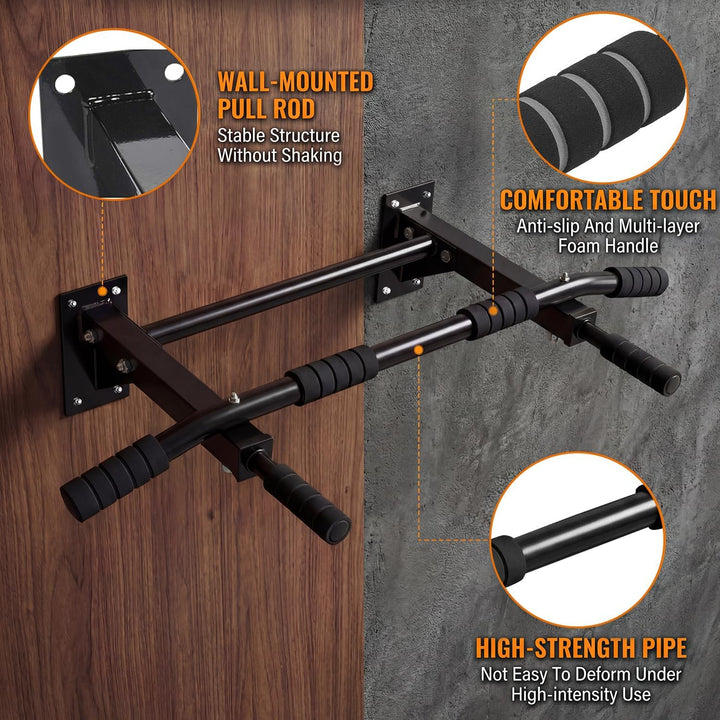 Klimmzugstange Wand, Profi Multigriff Pull-Up Stange für Boxtraining AB-Bügel hochziehen, Edelstahl