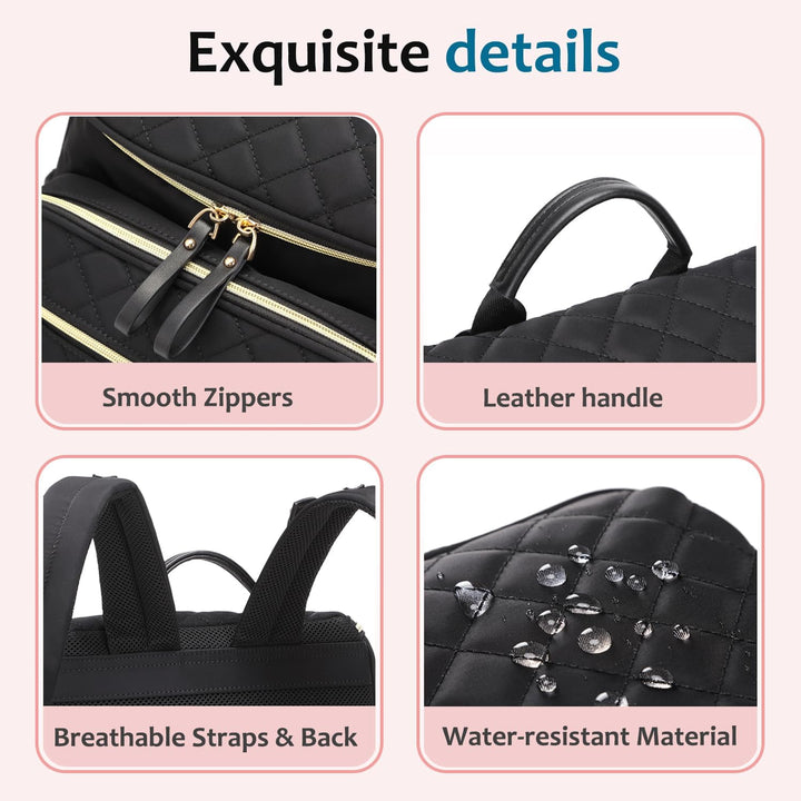 LORADI Large Capacity Diaper Bag Backpack with Storller Clips, Water-Resistant Travel Backpack with